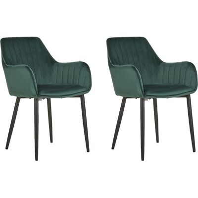 Beliani Set di 2 Sedie da Pranzo in Velluto Verde Scuro - Sedie da pranzo Beliani Set di 2 Sedie da Pranzo in Velluto Verde Scuro - Sedie da pranzo