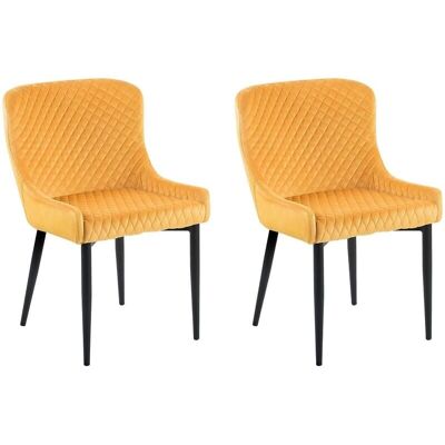 Beliani Set di 2 Sedie da Pranzo in Velluto Giallo - Dining Chairs Beliani Set di 2 Sedie da Pranzo in Velluto Giallo - Dining Chairs