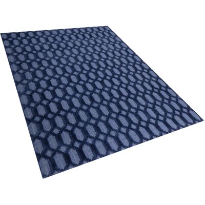 Alfombra de viscosa azul marino 160x230cm Beliani - Alfombra Alfombra de viscosa azul marino 160x230cm Beliani - Alfombra