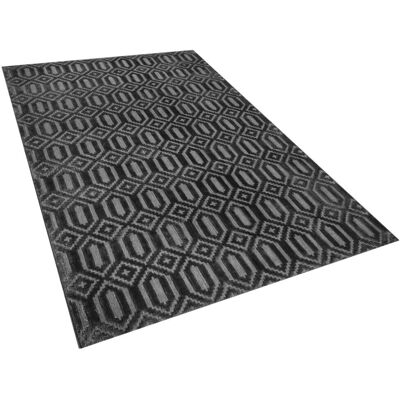 Alfombra de viscosa Beliani 140 x 200 cm Gris Oscuro - Alfombra Alfombra de viscosa Beliani 140 x 200 cm Gris Oscuro - Alfombra