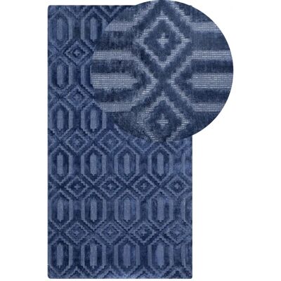 Alfombra de viscosa Beliani 80 x 150 cm Azul Marino - Alfombra Alfombra de viscosa Beliani 80 x 150 cm Azul Marino - Alfombra