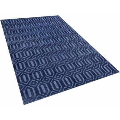 Alfombra de viscosa Beliani 140 x 200 cm Azul marino - Alfombra Alfombra de viscosa Beliani 140 x 200 cm Azul marino - Alfombra