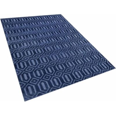Alfombra de viscosa azul marino 160 x 230 cm Beliani - Alfombra Alfombra de viscosa azul marino 160 x 230 cm Beliani - Alfombra