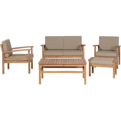 Set da giardino in legno chiaro Beliani con cuscini - Arredo da giardino Set da giardino in legno chiaro Beliani con cuscini - Arredo da giardino