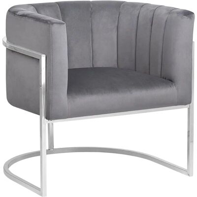 Sillón de terciopelo gris Beliani estructura metálica plateada estilo glam Sillón de terciopelo gris Beliani estructura metálica plateada estilo glam