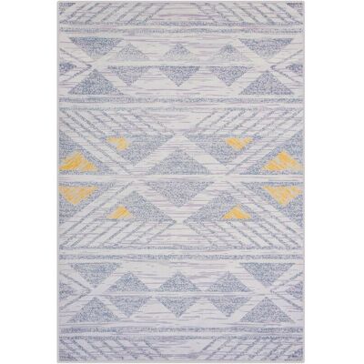 Alfombra Geométrica Gris y Amarillo Beliani - Bajo Pile 140x200cm Alfombra Geométrica Gris y Amarillo Beliani - Bajo Pile 140x200cm