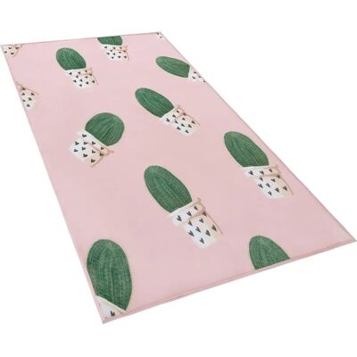 Alfombra infantil rosa y verde con cactus - 80x150cm Beliani Alfombra infantil rosa y verde con cactus - 80x150cm Beliani