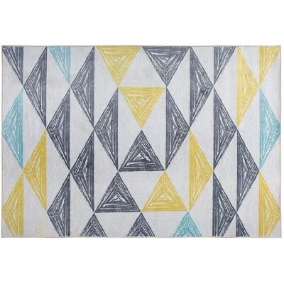 Alfombra de Área Gris y Amarillo con Patrón Geométrico - 160x230cm Alfombra de Área Gris y Amarillo con Patrón Geométrico - 160x230cm