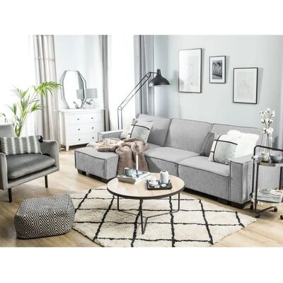 Beliani Sofá Esquina Cama Tapizado en Tela Gris Claro - Sofá Esquina Cama Beliani Sofá Esquina Cama Tapizado en Tela Gris Claro - Sofá Esquina Cama
