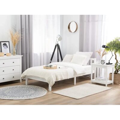 Lit Beliani FLORAC Blanc - Lit simple, 90x200 cm, Cadre en bois - Publicité Lit Beliani FLORAC Blanc - Lit simple, 90x200 cm, Cadre en bois - Publicité