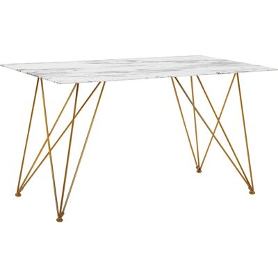 Table à manger Beliani KENTON effet marbre blanc - Table à manger - Publicité Table à manger Beliani KENTON effet marbre blanc - Table à manger - Publicité