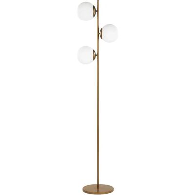 Beliani Floor Lamp Gold Metal 3 Round White Shades - Floor Lamp Beliani Floor Lamp Gold Metal 3 Round White Shades - Floor Lamp