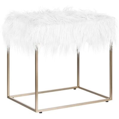 Beliani - Pouf en fausse fourrure blanc - Style glamour moderne - Publicité Beliani - Pouf en fausse fourrure blanc - Style glamour moderne - Publicité