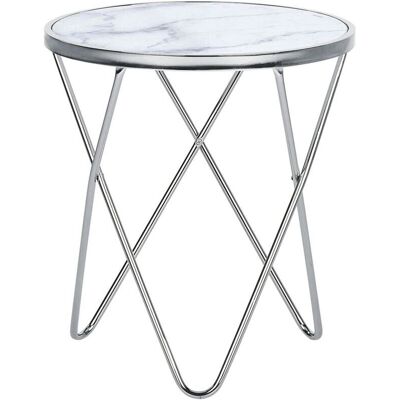 Tavolino Beliani Effetto Marmo Bianco - Art Deco rotondo Tavolino Beliani Effetto Marmo Bianco - Art Deco rotondo