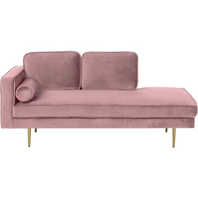Beliani Chaise Longue Velours Version Gauche Rose - Fauteuil Long - Publicité Beliani Chaise Longue Velours Version Gauche Rose - Fauteuil Long - Publicité