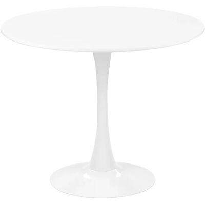 Table à manger ronde blanche Beliani - 90 cm, base en métal, 4 places - Publicité Table à manger ronde blanche Beliani - 90 cm, base en métal, 4 places - Publicité