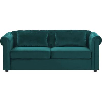 Beliani Sofá Cama Chesterfield Verde Terciopelo Beliani Sofá Cama Chesterfield Verde Terciopelo