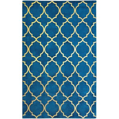 Alfombra de viscosa azul Beliani - 140x200cm - Estilo glam moderno Alfombra de viscosa azul Beliani - 140x200cm - Estilo glam moderno