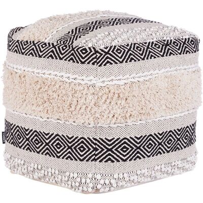 Beliani Pouffe Beige Baumwolle Geometrisches Muster Boho Stil - Pouffe Beliani Pouffe Beige Baumwolle Geometrisches Muster Boho Stil - Pouffe