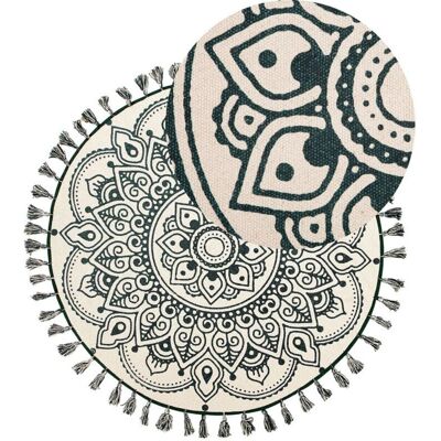 Alfombra redonda de algodón Beliani - Patrón mandala - 120cm - Sala de estar Alfombra redonda de algodón Beliani - Patrón mandala - 120cm - Sala de estar