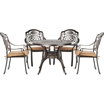 Beliani Gartentisch-Set SALENTO - Metall 4-Sitzer, Dunkelbraun Beliani Gartentisch-Set SALENTO - Metall 4-Sitzer, Dunkelbraun