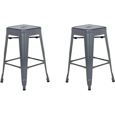 Beliani Set di 2 Sgabelli Grigi in Acciaio Altezza 60cm Beliani Set di 2 Sgabelli Grigi in Acciaio Altezza 60cm