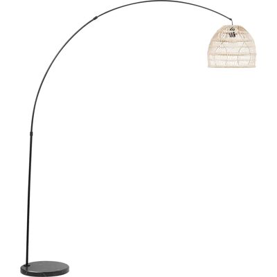 Beliani Lattiamalli Musta Metalli Kaari Rattan Varjostin - Lattiamalli Beliani Lattiamalli Musta Metalli Kaari Rattan Varjostin - Lattiamalli