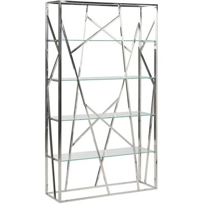 Estantería Beliani Plata HOXIE - Mueble de Almacenamiento Moderno 4 Niveles Estantería Beliani Plata HOXIE - Mueble de Almacenamiento Moderno 4 Niveles