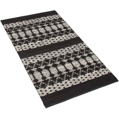 Alfombra de Cuero Beliani Negra con Rectángulo Blanco - Moderna Contemporánea Hecha a Mano 80x150cm Alfombra de Cuero Beliani Negra con Rectángulo Blanco - Moderna Contemporánea Hecha a Mano 80x150cm