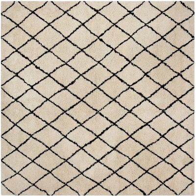 Alfombra Beliani Beige y Negro 200x200cm Patrón Geométrico - Alfombra Alfombra Beliani Beige y Negro 200x200cm Patrón Geométrico - Alfombra