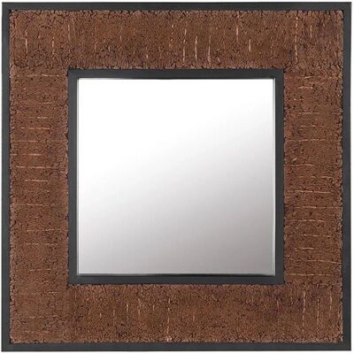 Beliani Dunkles Teak Holz Wandspiegel 60x60cm Rustikal Beliani Dunkles Teak Holz Wandspiegel 60x60cm Rustikal