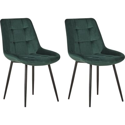 Sedie da pranzo in velluto verde scuro Beliani - Set da 2 Sedie da pranzo in velluto verde scuro Beliani - Set da 2