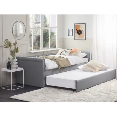 Beliani Vaaleanharmaa Tekstiilinen Tikkausvuode - Trundle Bed Beliani Vaaleanharmaa Tekstiilinen Tikkausvuode - Trundle Bed