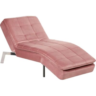 Beliani Vaaleanpunainen samettinen chaise longue - Säädettävä selkänoja Moderni glamour Tuotetyyppi Beliani Vaaleanpunainen samettinen chaise longue - Säädettävä selkänoja Moderni glamour Tuotetyyppi