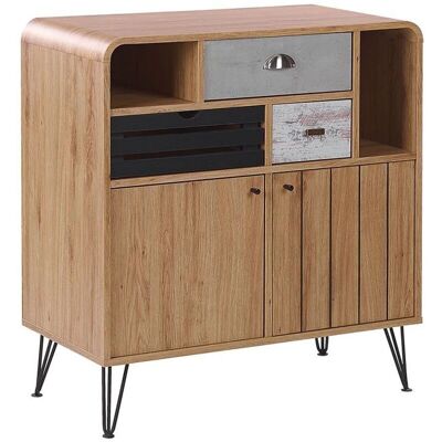 Beliani KYLE Sideboard Hellträ 87cm - Retro 2 Türen & 3 Schubladen Beliani KYLE Sideboard Hellträ 87cm - Retro 2 Türen & 3 Schubladen