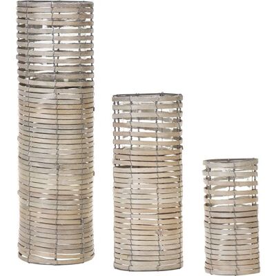 Beliani Ensemble de 3 Chandeliers - Bois clair et support en verre - Publicité Beliani Ensemble de 3 Chandeliers - Bois clair et support en verre - Publicité