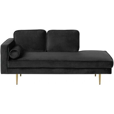 Beliani Left Hand Velvet Chaise Lounge - Modern Design - Black Beliani Left Hand Velvet Chaise Lounge - Modern Design - Black