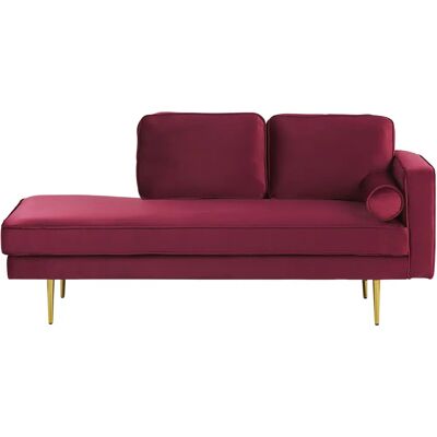 Beliani - Sofá Tumbado de Terciopelo Rojo Oscuro - Diseño Moderno Beliani - Sofá Tumbado de Terciopelo Rojo Oscuro - Diseño Moderno