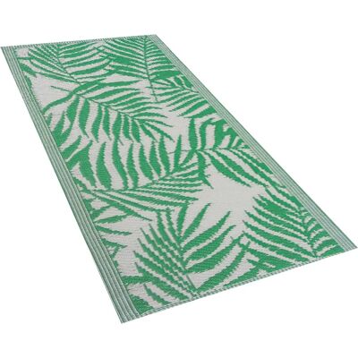 Alfombra de Exterior Beliani KOTA - Verde, Patrón Floral, 60x105cm Alfombra de Exterior Beliani KOTA - Verde, Patrón Floral, 60x105cm