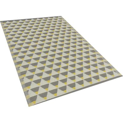 Beliani Outdoor Teppich Grau Gelb Rechteck 120x180cm Beliani Outdoor Teppich Grau Gelb Rechteck 120x180cm