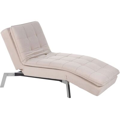 Beliani Säädettävä Samettituoli Beiget - Chaise Longue Beliani Säädettävä Samettituoli Beiget - Chaise Longue