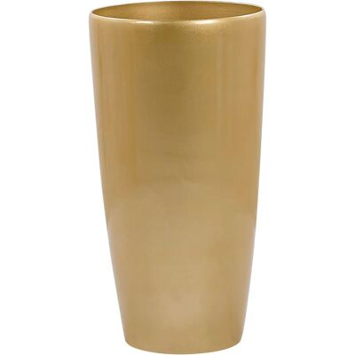 Beliani Vaso Alto Dorato di Pietra - Vaso da Giardino Beliani Vaso Alto Dorato di Pietra - Vaso da Giardino