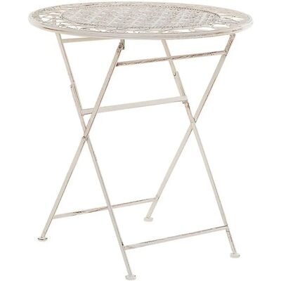 Tavolo da Giardino Beige in Metallo Rotondo Stile Shabby Chic Francese - Tavolo da Giardino Tavolo da Giardino Beige in Metallo Rotondo Stile Shabby Chic Francese - Tavolo da Giardino