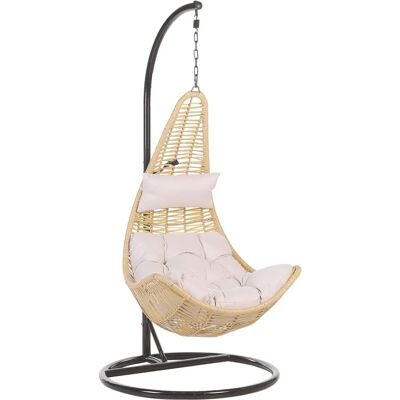 Beliani Sedia Sospesa Beige Rattan PE Forma Uovo Stile Rustico Boho - Hanging Chair Beliani Sedia Sospesa Beige Rattan PE Forma Uovo Stile Rustico Boho - Hanging Chair