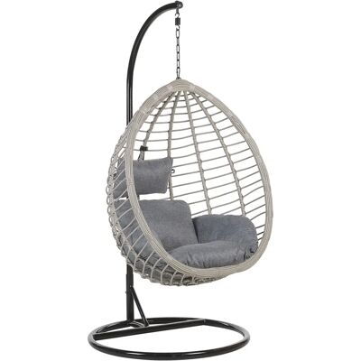 Beliani Sedia sospesa grigia - Forma uovo moderna boho per interno e esterno Beliani Sedia sospesa grigia - Forma uovo moderna boho per interno e esterno