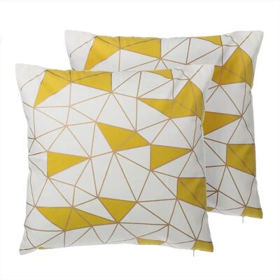 Beliani Ensemble de 2 Cushions en Coton Jaune - Cushions - Publicité Beliani Ensemble de 2 Cushions en Coton Jaune - Cushions - Publicité