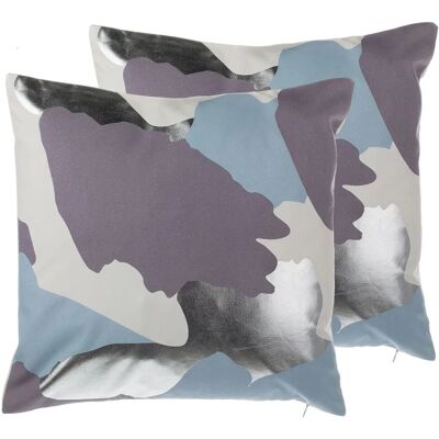 Beliani Juego de 2 Cojines de Algodón Violeta - Decoración Abstracta Beliani Juego de 2 Cojines de Algodón Violeta - Decoración Abstracta