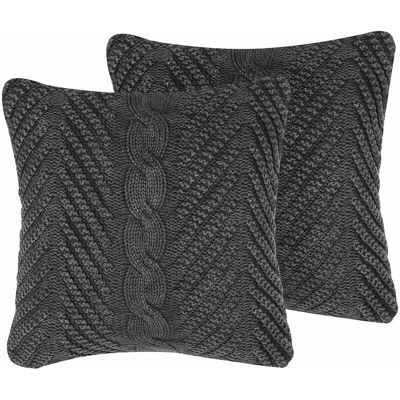 Beliani Lot de 2 Coussins KONNI - Gris en relief en coton Accessoires déco - Publicité Beliani Lot de 2 Coussins KONNI - Gris en relief en coton Accessoires déco - Publicité