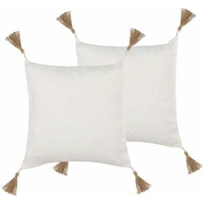 Juego de 2 Cojines Beige Claro en Relieve - Cojines Juego de 2 Cojines Beige Claro en Relieve - Cojines