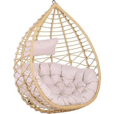 Sedia sospesa Beliani - Rattan beige forma cesta per interno e esterno Sedia sospesa Beliani - Rattan beige forma cesta per interno e esterno